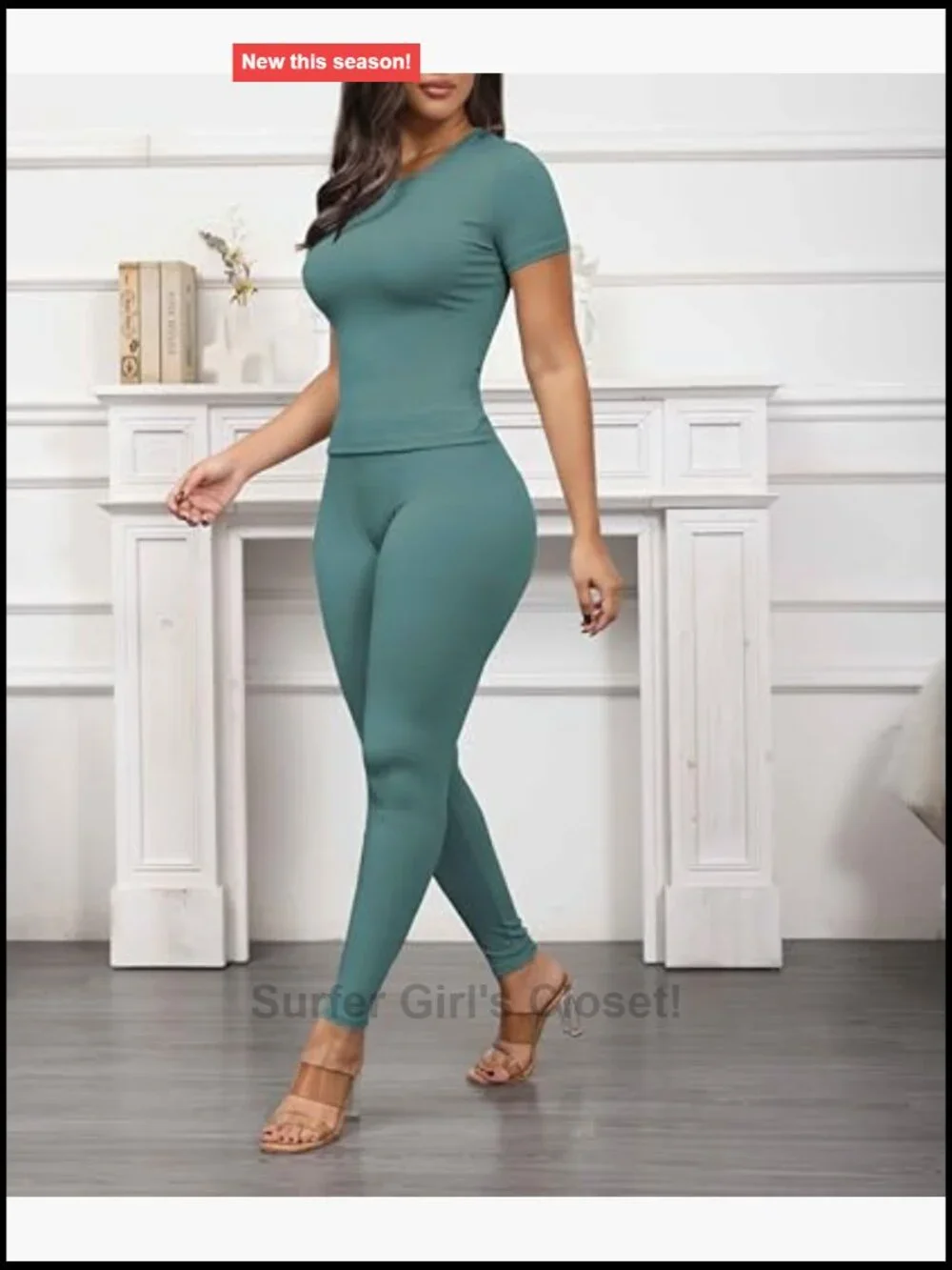 2 Piece Sets for Women Summer Casual Jogger Workout Fitted Crew Neck Tee High
